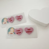 SOUR Conversation Heart Stud - Pink or Purple