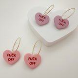SOUR F*** OFF Conversation Heart Hoop - Pink or Purple