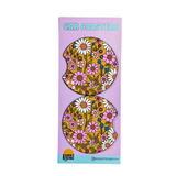 Yellow Floral Car Coasters Set