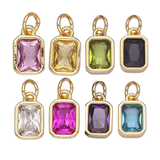 Bezel Emerald Cut Charm - Multiple Colors