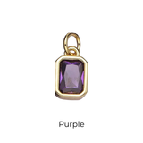 Bezel Emerald Cut Charm - Multiple Colors