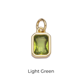 Bezel Emerald Cut Charm - Multiple Colors