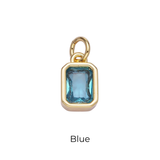Bezel Emerald Cut Charm - Multiple Colors