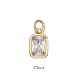Bezel Emerald Cut Charm - Multiple Colors