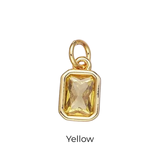 Bezel Emerald Cut Charm - Multiple Colors