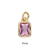 Bezel Emerald Cut Charm - Multiple Colors