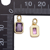 Bezel Emerald Cut Charm - Multiple Colors