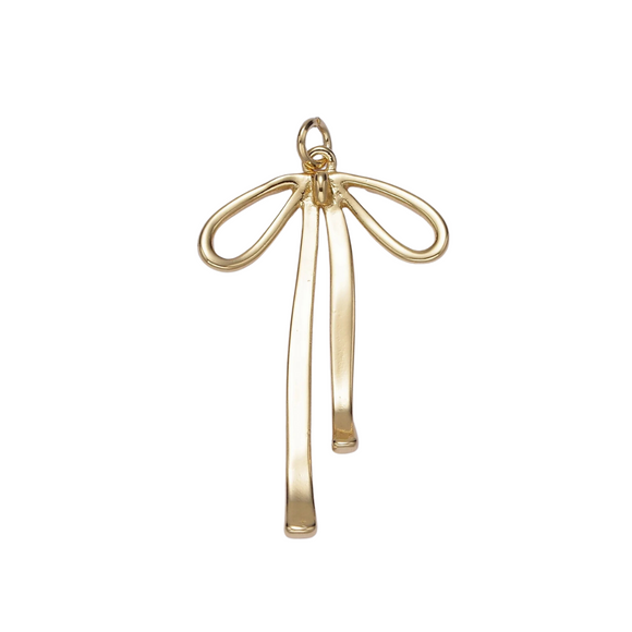 Large Gold Ribbon Bow Charm