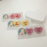 SWEET Conversation Heart Stud - Pink or Purple