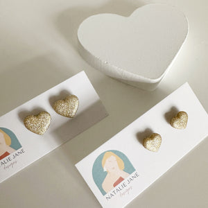 Mommy & Me Heart Studs (2 Pairs) - Gold or Rose Gold