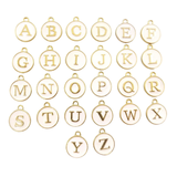 Letter Initial Charm - White Enamel Double Sided Circle