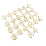 Letter Initial Charm - White Enamel Double Sided Circle