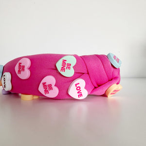 Colorful Conversation Heart Knot Headband - Pink