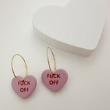 SOUR F*** OFF Conversation Heart Hoop - Pink or Purple