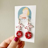 Xs & Os Red & White Spotted Dangle