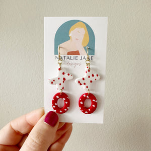 Xs & Os Red & White Spotted Dangle