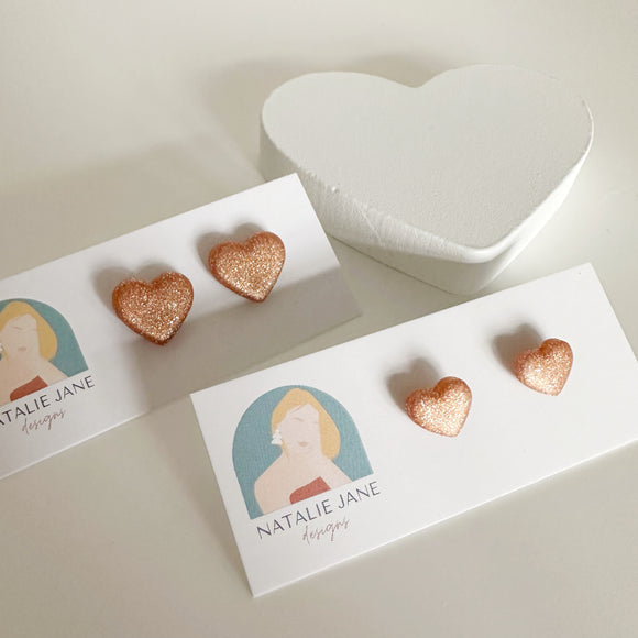 Mommy & Me Heart Studs (2 Pairs) - Gold or Rose Gold