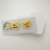 SWEET Conversation Heart Stud - Pink or Purple