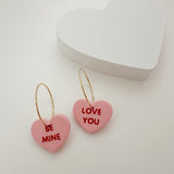SWEET Conversation Heart Hoop - Pink or Purple