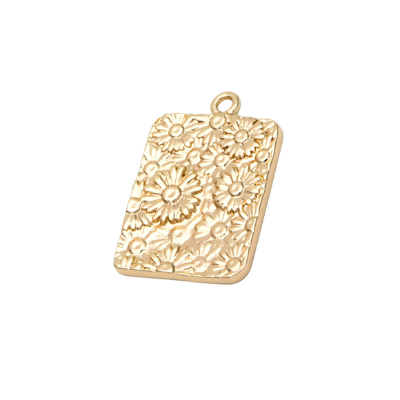 Flowers Rectangle Pendant Charm