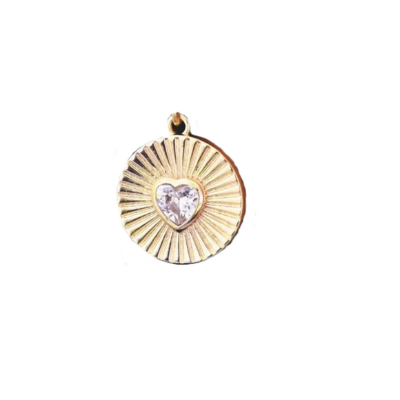 Heart Rhinestone Circle Pendant Charm