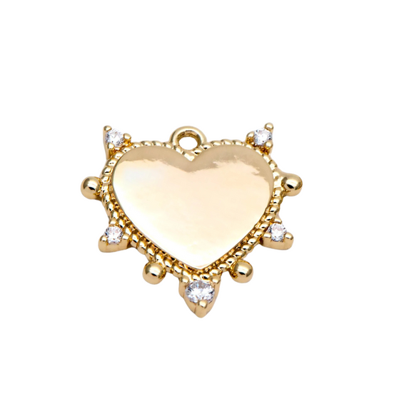 Heart Rhinestone Spiked Border Charm