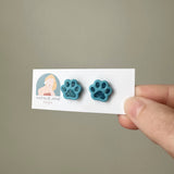 Shimmery Blue Paw Print Stud