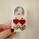 Red & Gold Hammered Heart Dangle