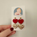 Red & Gold Hammered Heart Dangle
