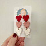 3 Tier Red, Pink & White Hearts Dangle