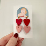 2 Tier Red & Pink Hearts Dangle