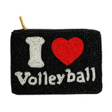 I Love Volleyball - Beaded Coin Purse