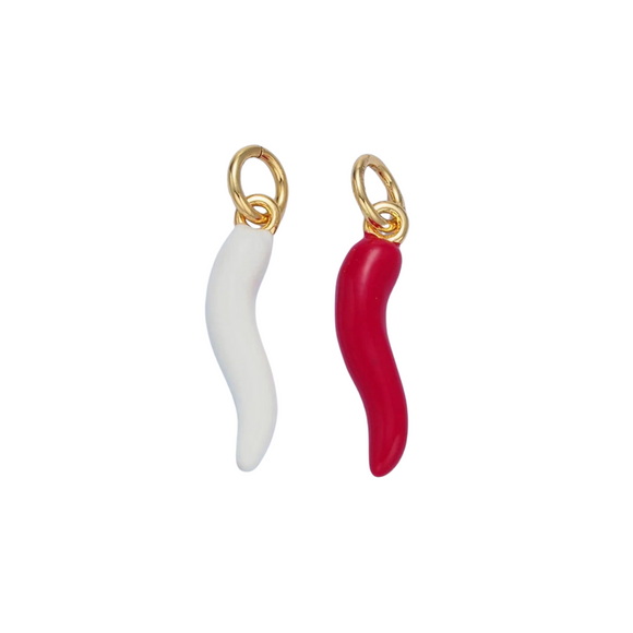 Italian Horn Chili Pepper White or Red Charm