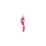 Italian Horn with Stars Charm - White or Hot Pink