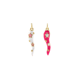 Italian Horn with Stars Charm - White or Hot Pink