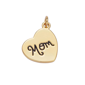 MOM Cursive Heart Charm