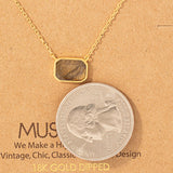 Rectangle Stone Pendant Necklace - Gray/Brown