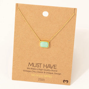 Rectangle Stone Pendant Necklace - Mint