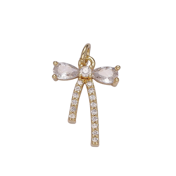 Rhinestone Bow Ribbon Charm