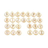 Letter Initial Charm - Shell with Cubic Zirconia Circle Border
