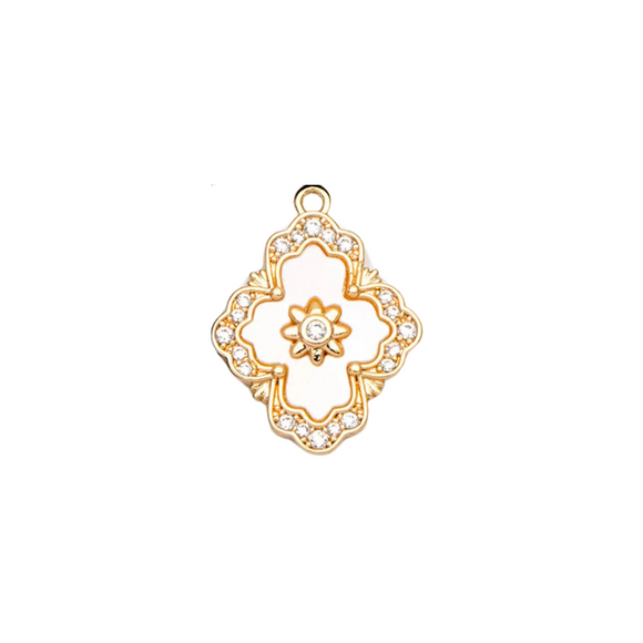 Shell Rhinestone Clover Elegant Charm