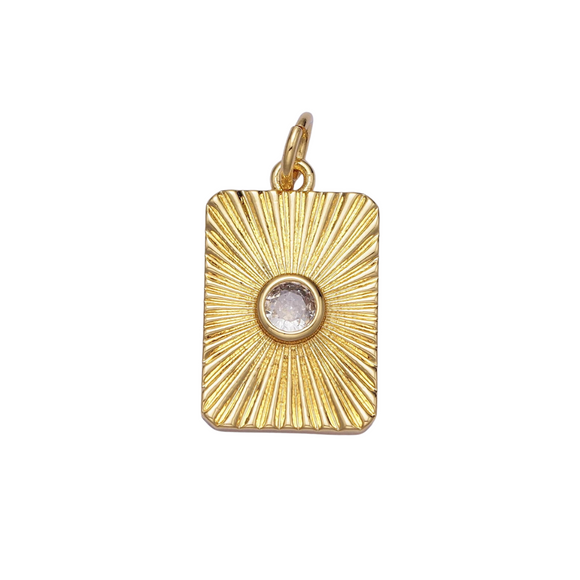 Sun Ray Rectangular Cubic Zirconia Charm