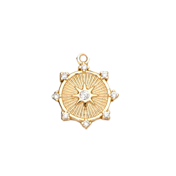 Sun Rhinestone Circle Charm