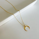 Horn with Rhinestones Necklace - Gold