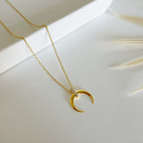 Horn with Rhinestones Necklace - Gold