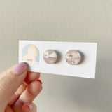Shimmery Pearl Marble Circle Stud