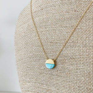 Half & Half Semi Precious Stone Necklace - Turquoise