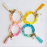 Chain Link Bangle Bracelet Keychain - Peach