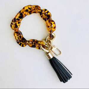Chain Link Bangle Bracelet Keychain - Tortoise