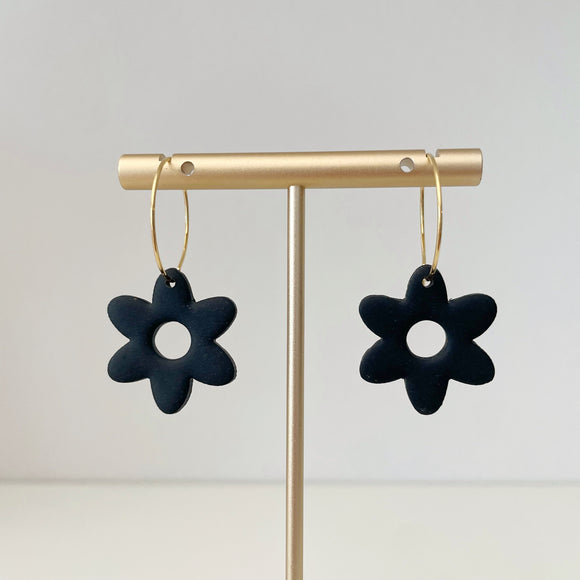 Black Flower - Mini Hoop